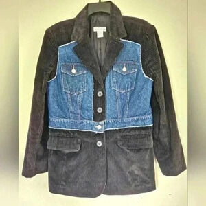 Newport News Jeanology Denim and Corduroy Jacket Vintage EUC